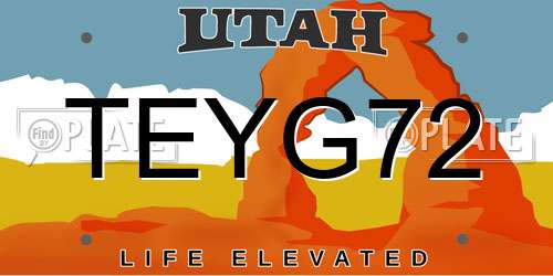 TEYG72 Utah License Plate