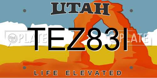 TEZ83I Utah License Plate