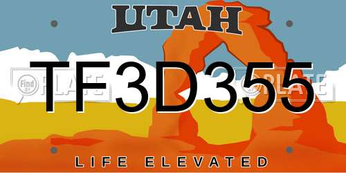 TF3D355 Utah License Plate