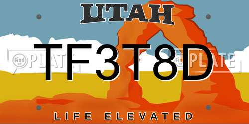 TF3T8D Utah License Plate