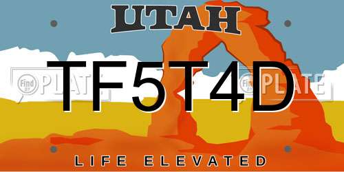 TF5T4D Utah License Plate