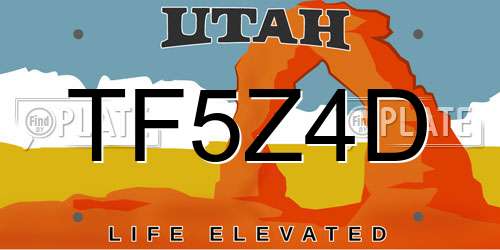 TF5Z4D Utah License Plate