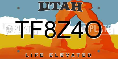 TF8Z4O Utah License Plate