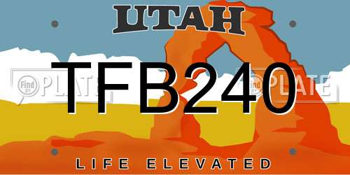 TFB240 Utah License Plate