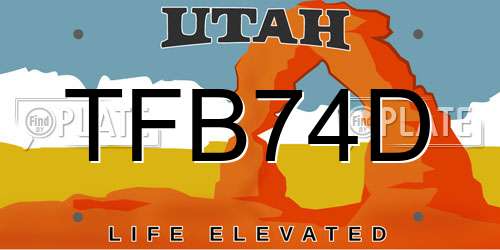 TFB74D Utah License Plate