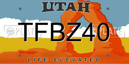 TFBZ40 Utah License Plate