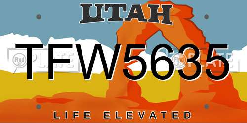 TFW5635 Utah License Plate