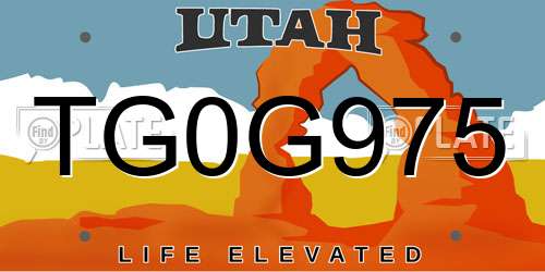 TG0G975 Utah License Plate