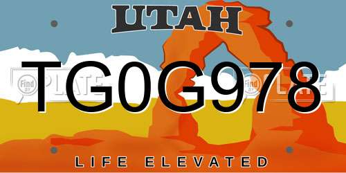TG0G978 Utah License Plate