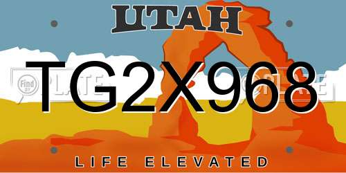 TG2X968 Utah License Plate