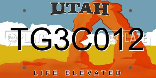 TG3C012 Utah License Plate