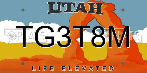 TG3T8M Utah License Plate