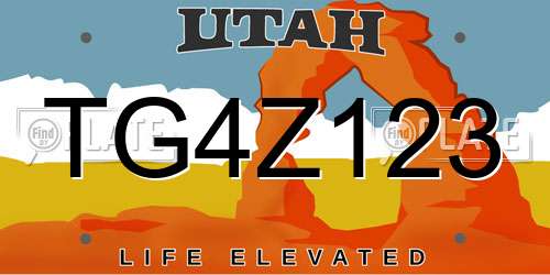 TG4Z123 Utah License Plate