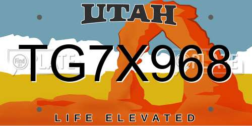 TG7X968 Utah License Plate