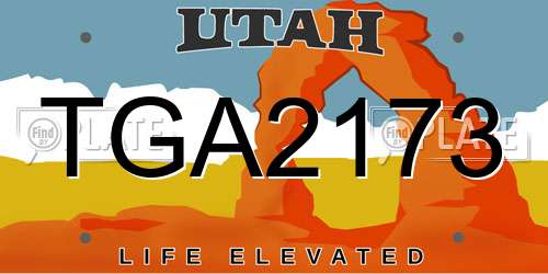 TGA2173 Utah License Plate
