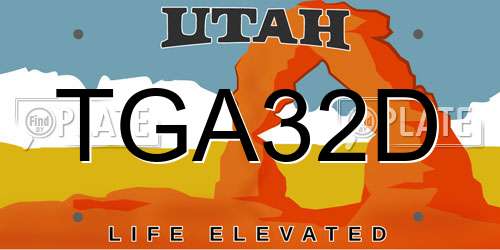 TGA32D Utah License Plate