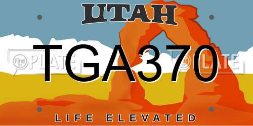 TGA370 Utah License Plate