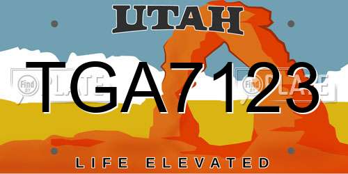 TGA7123 Utah License Plate