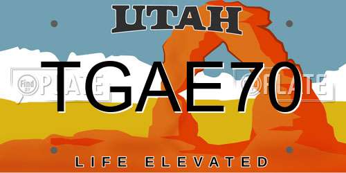 TGAE70 Utah License Plate