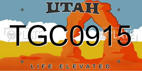 TGC0915 Utah License Plate