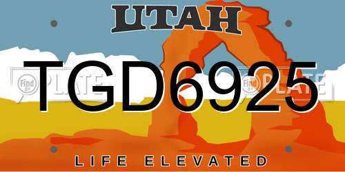 TGD6925 Utah License Plate