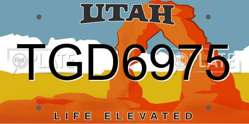 TGD6975 Utah License Plate
