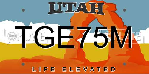 TGE75M Utah License Plate
