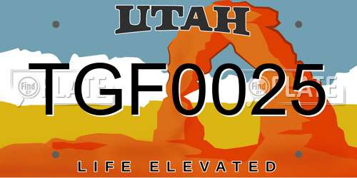 TGF0025 Utah License Plate