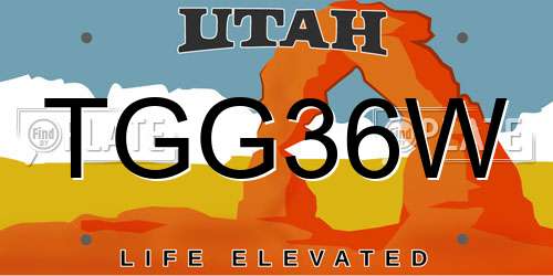 TGG36W Utah License Plate