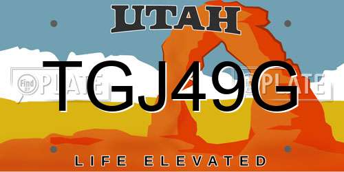 TGJ49G Utah License Plate