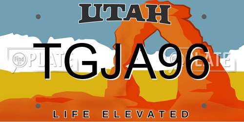 TGJA96 Utah License Plate