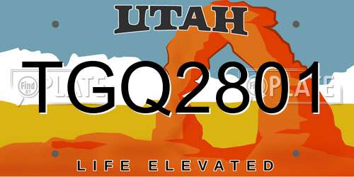 TGQ2801 Utah License Plate