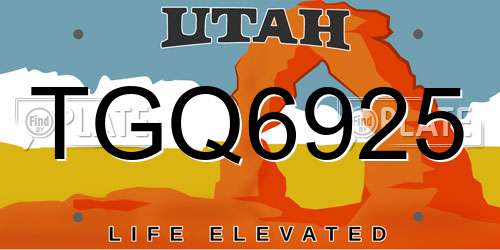 TGQ6925 Utah License Plate