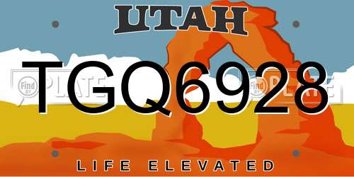 TGQ6928 Utah License Plate