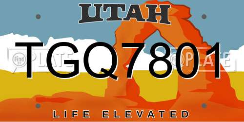 TGQ7801 Utah License Plate