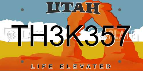 TH3K357 Utah License Plate