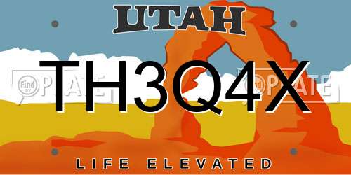 TH3Q4X Utah License Plate