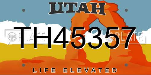 TH45357 Utah License Plate