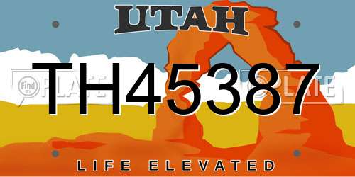 TH45387 Utah License Plate