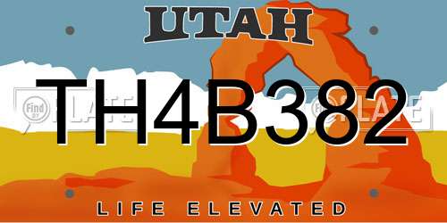 TH4B382 Utah License Plate