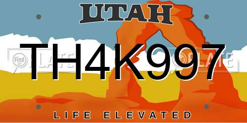 TH4K997 Utah License Plate