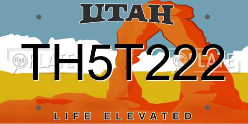 TH5T222 Utah License Plate