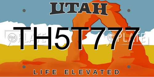 TH5T777 Utah License Plate