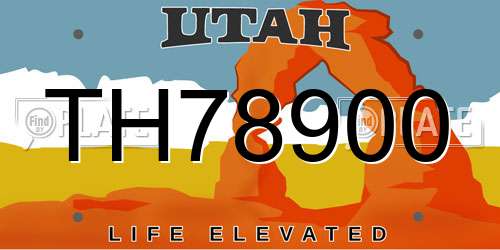 TH78900 Utah License Plate