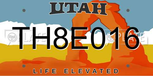 TH8E016 Utah License Plate