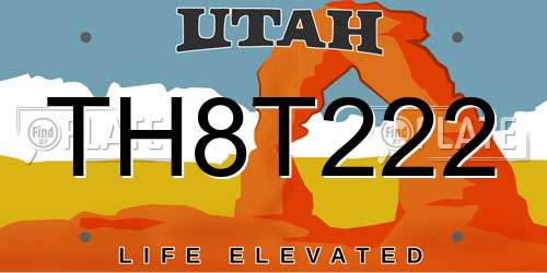 TH8T222 Utah License Plate