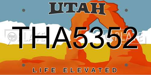 THA5352 Utah License Plate