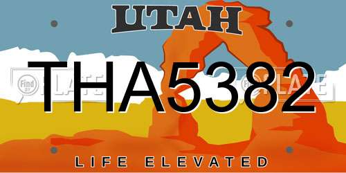 THA5382 Utah License Plate