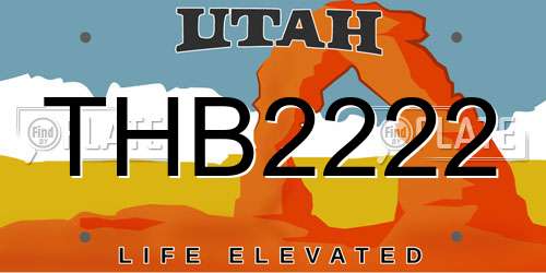THB2222 Utah License Plate
