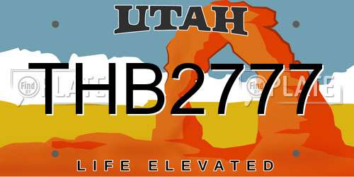 THB2777 Utah License Plate